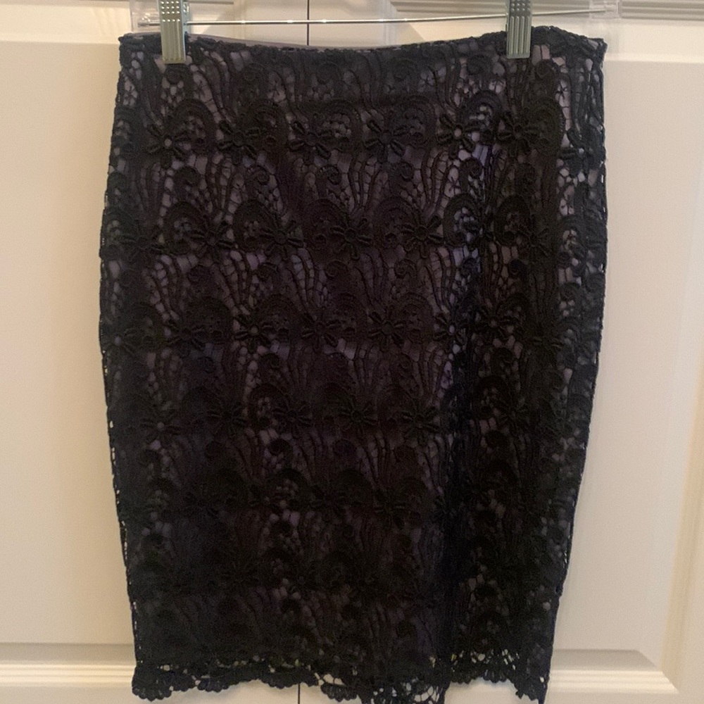 Ann Taylor black lace pencil skirt